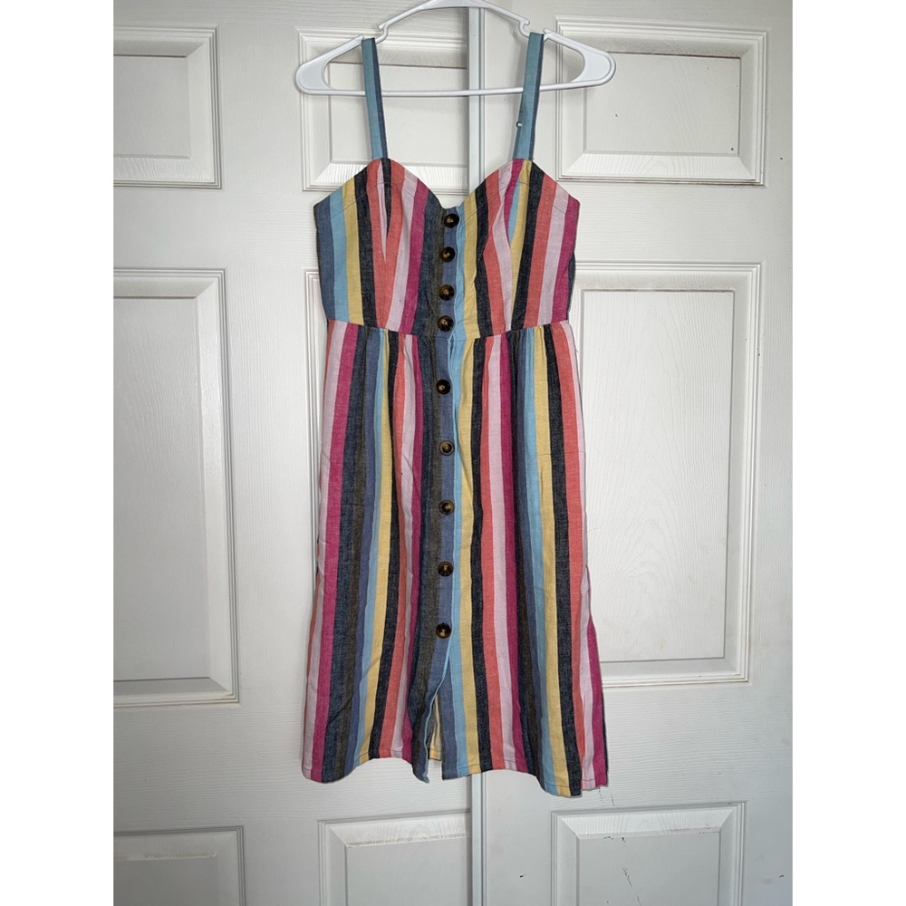 Abercrombie & Fitch Striped Midi Button Front Dress. Size SP (small petite).